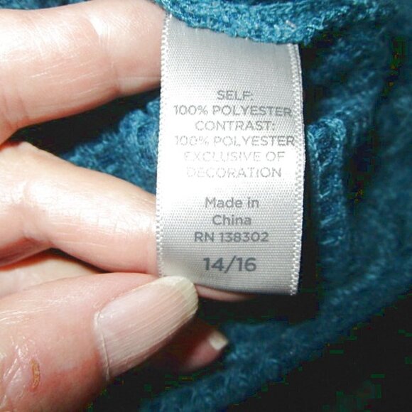 Avenue WAFFLE Knit Size 14 16 TUNIC Top THERMAL Mix Media CROCHET Balloon Sleeve - Picture 10 of 10